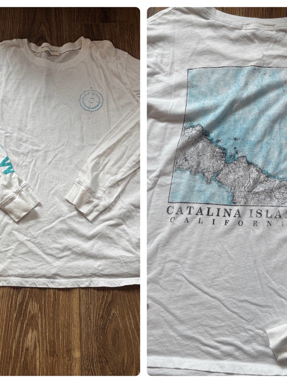 Urban Outfitters Project Social White Long-Sleeve Tee with Teal Graphic L